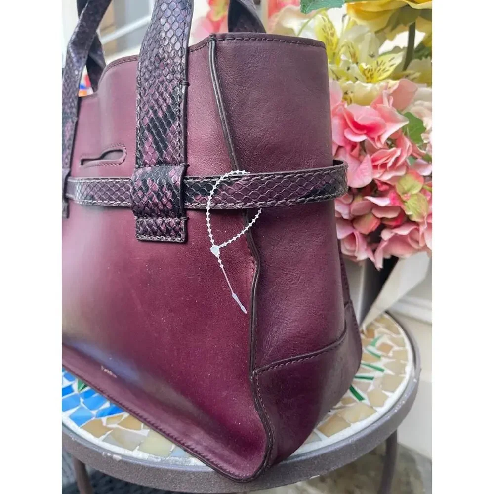 FOSSIL willow BURGUNDY BELTED TOP TOTE BAG (300